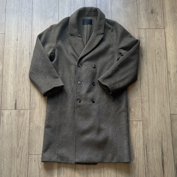 OAK + FORT Men’s Double-Breasted Wool-Blend Overcoat Jacket Men’s Large